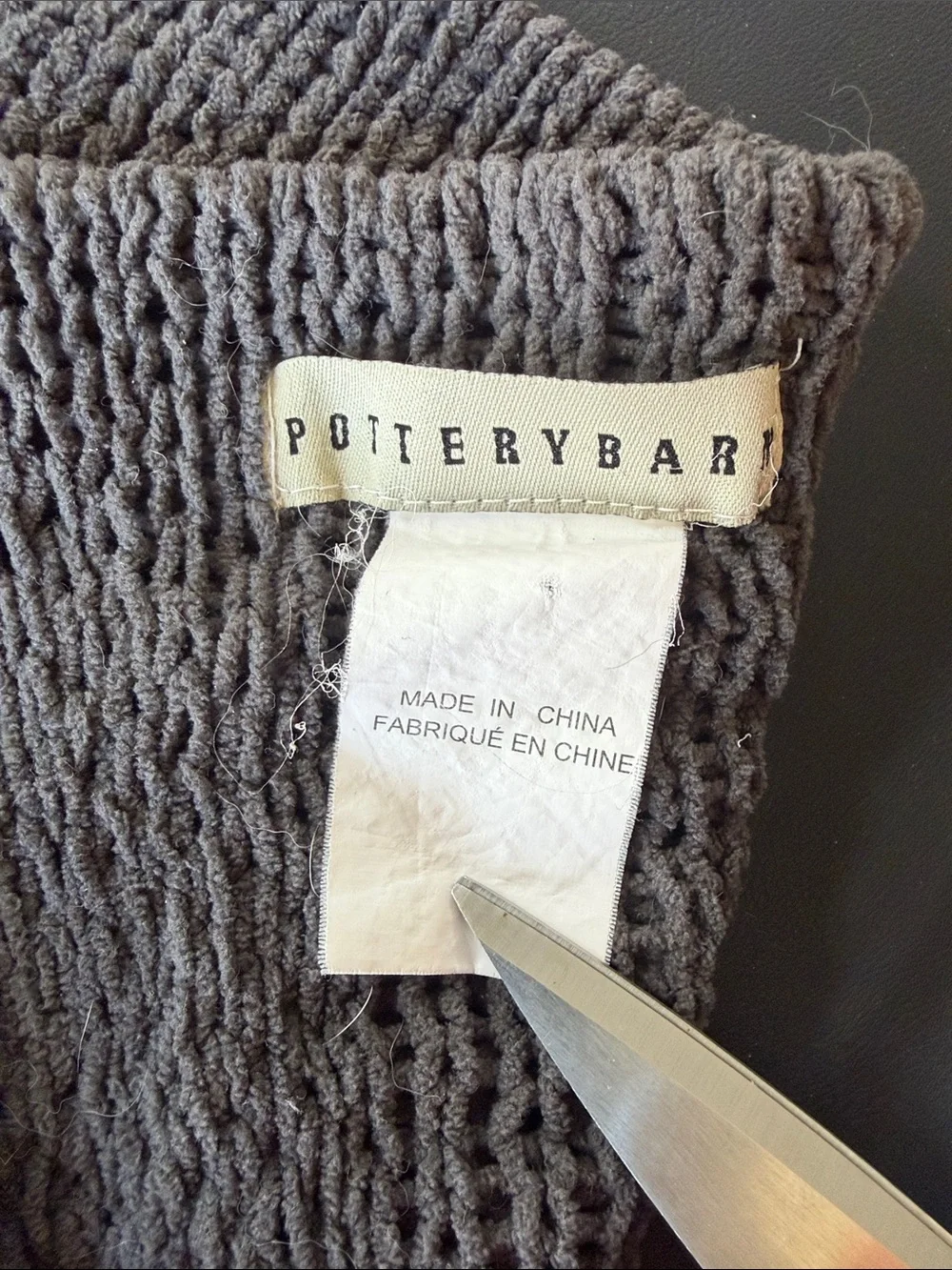 Pottery Barn Gray Textured Knit Throw Blanket 54x59